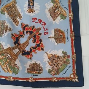 Paris Themed Silk Scarf Roger L. Paris Elegant Souvenir Paris Landmarks 20 x 20